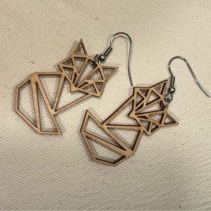 Handmade Wooden fox earrings made in Finland